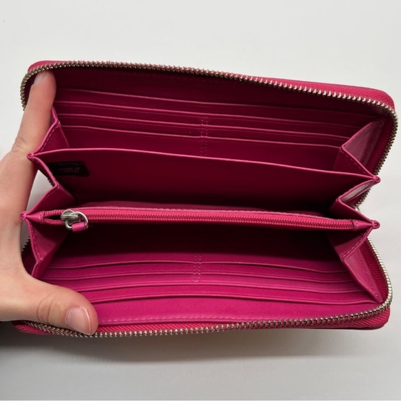 Coach plaid pattern hot pink Barbiecore zippered wallet cardholder change purse - Picture 6 of 8
